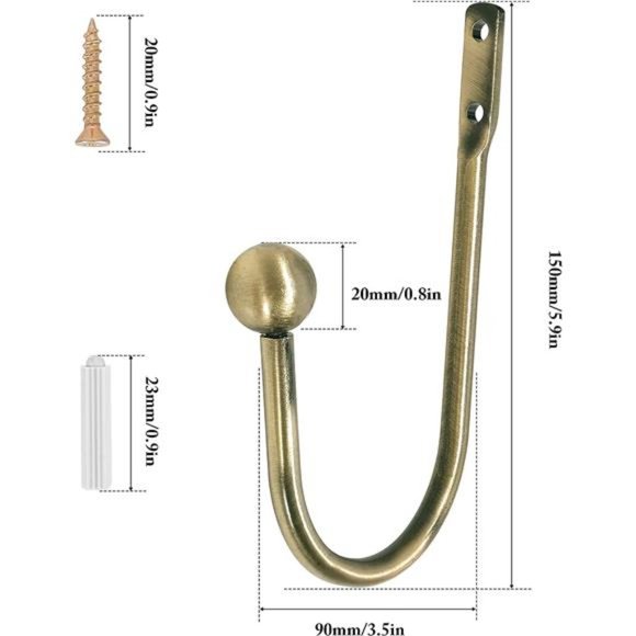 Curtain Holdback, 2 Pcs Wall Mounted Drapery Tiebacks with Screws, Heavy Duty - Picture 5 of 7